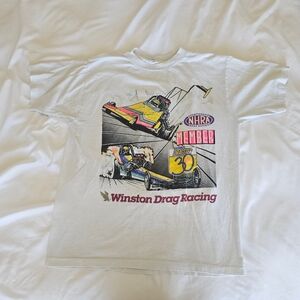 Vintage Winston Drag Racing NHRA T-Shirt White Size L 90s Y2k Graphic single sti